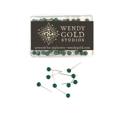 Dark Green Globe Pins by Wendy Gold Studios