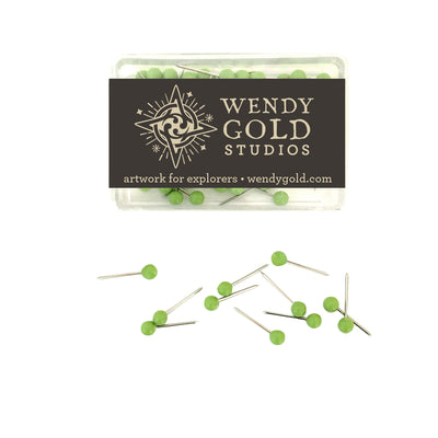 Lime Green Globe Pins by Wendy Gold Studios