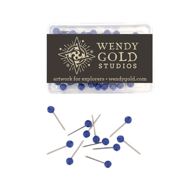 Navy Blue Globe Pins by Wendy Gold Studios
