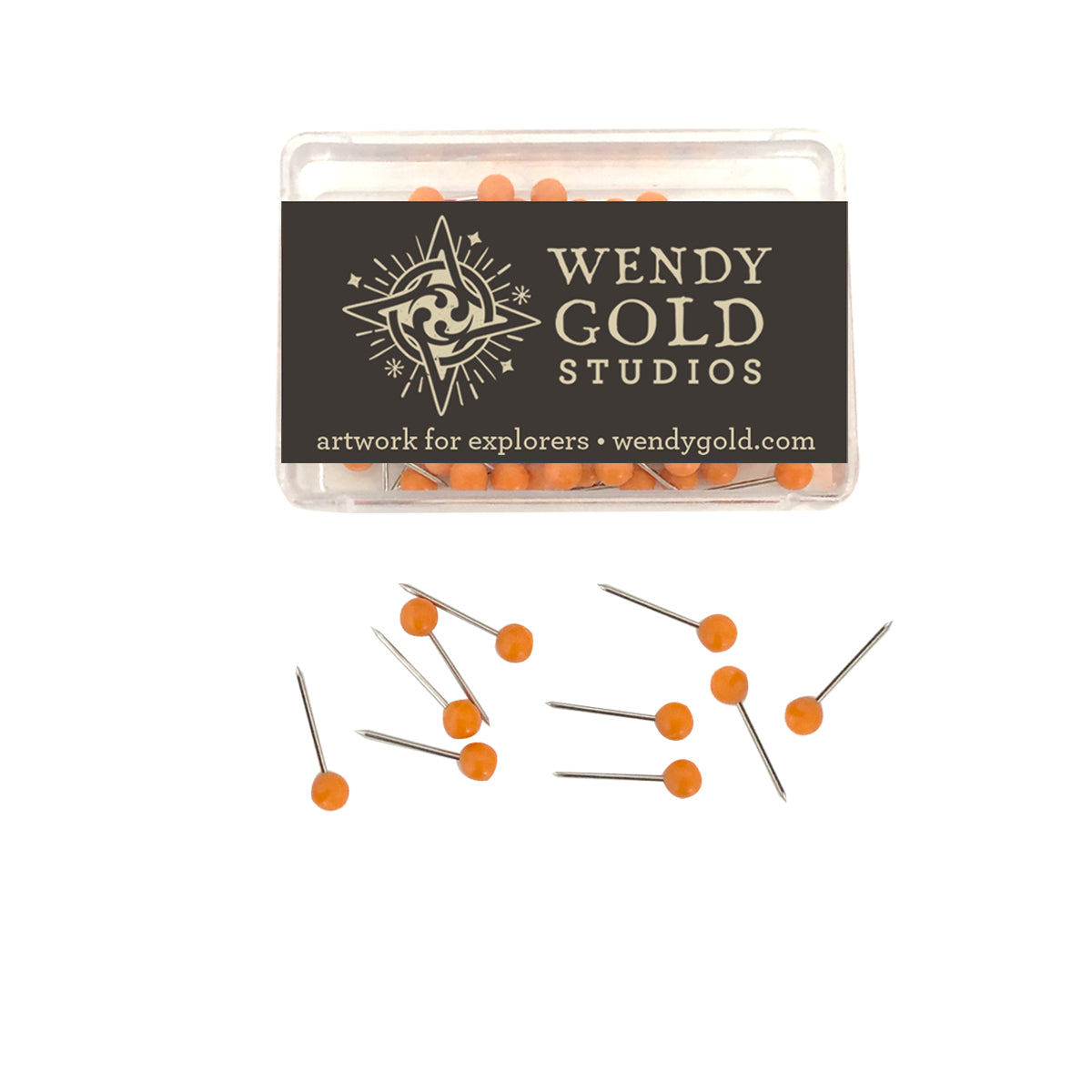 Orange Globe Pins by Wendy Gold Studios