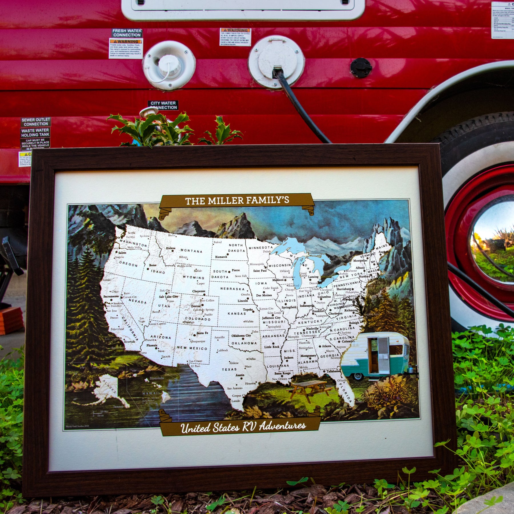 Personalized RV & Camping USA Push Pin Travel Map | Wendy Gold