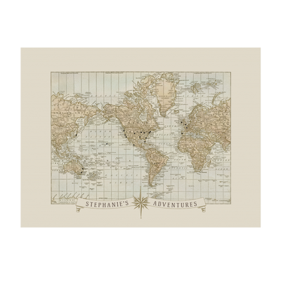 Adventures around the World Push Pin Map vintage transparent | vintage:transparent