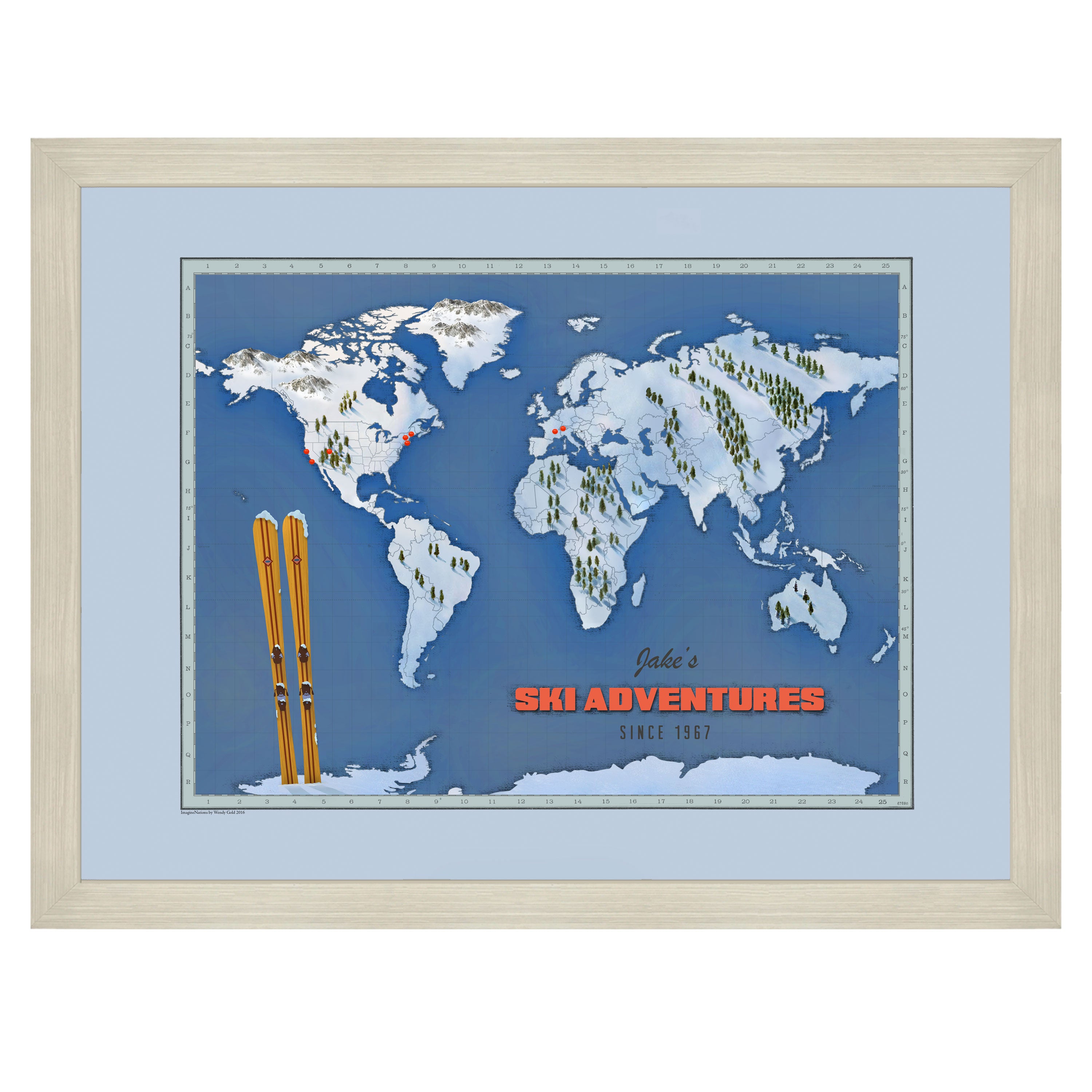 Winter Adventures Travel Map with Pins | Wendy Gold