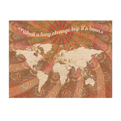 Summer of Love World Travel Pushpin Map brown transparent | Brown:transparent