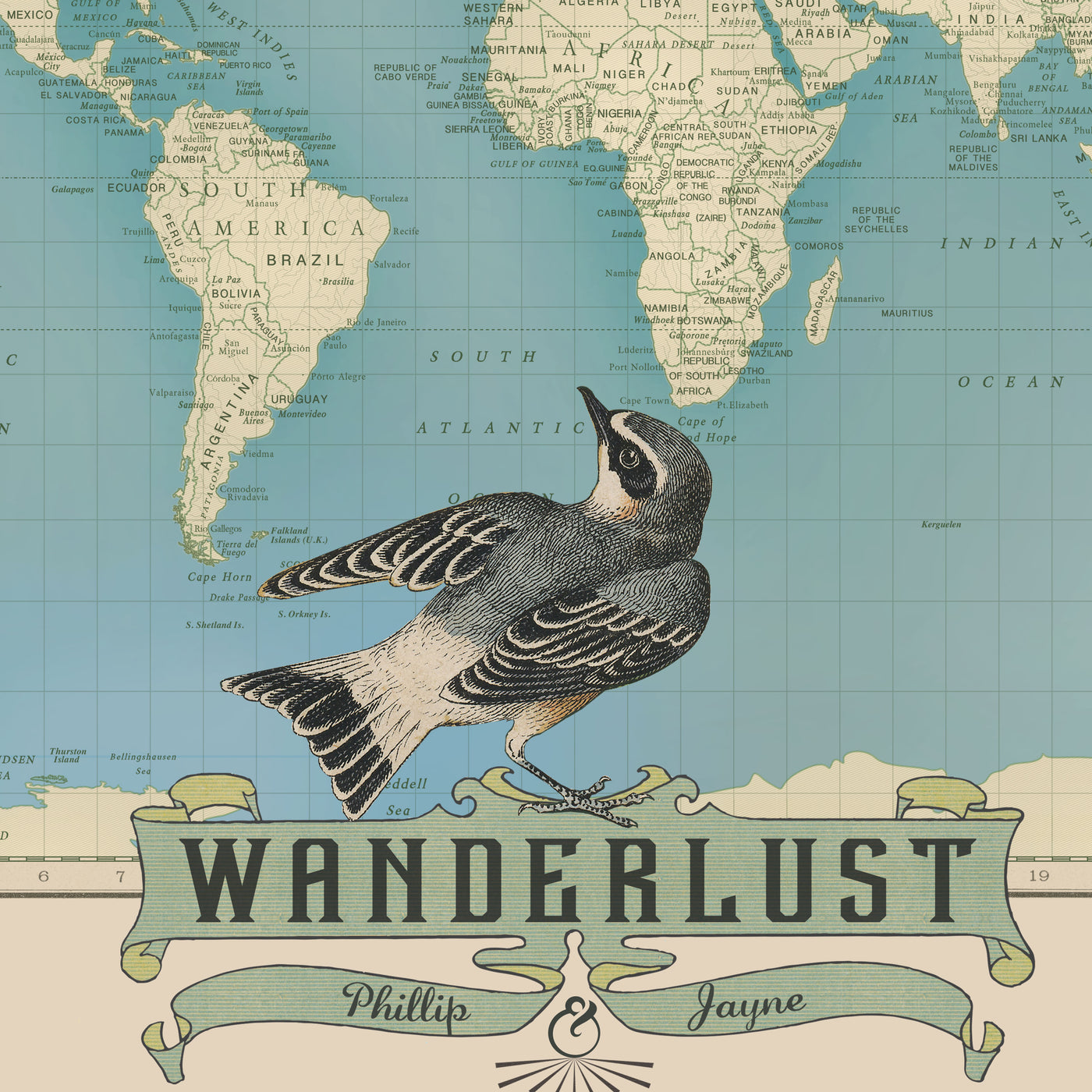 Wanderlust World Travel Pin Map modern close