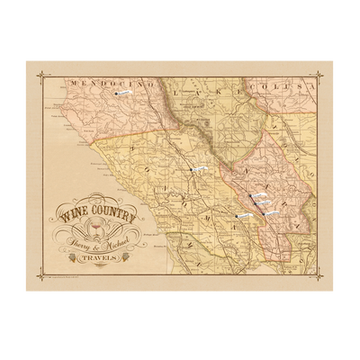 Wine Country Napa Sonoma Winery Tasting Pin Map transparent | all:transparent