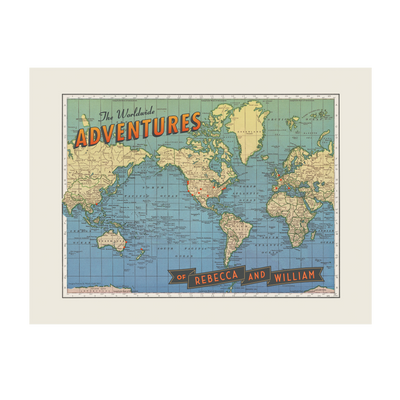 Personalized Push Pin Map World Wide Adventures vintage transparent | Vintage:transparent